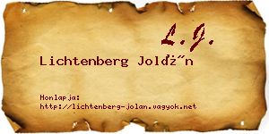 Lichtenberg Jolán névjegykártya